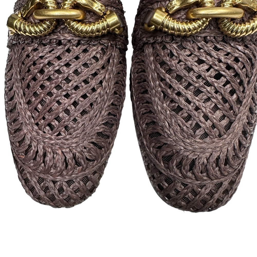 Tory Burch Brown Woven Leather Loafers with Gold Hardware - Picture 5 of 10